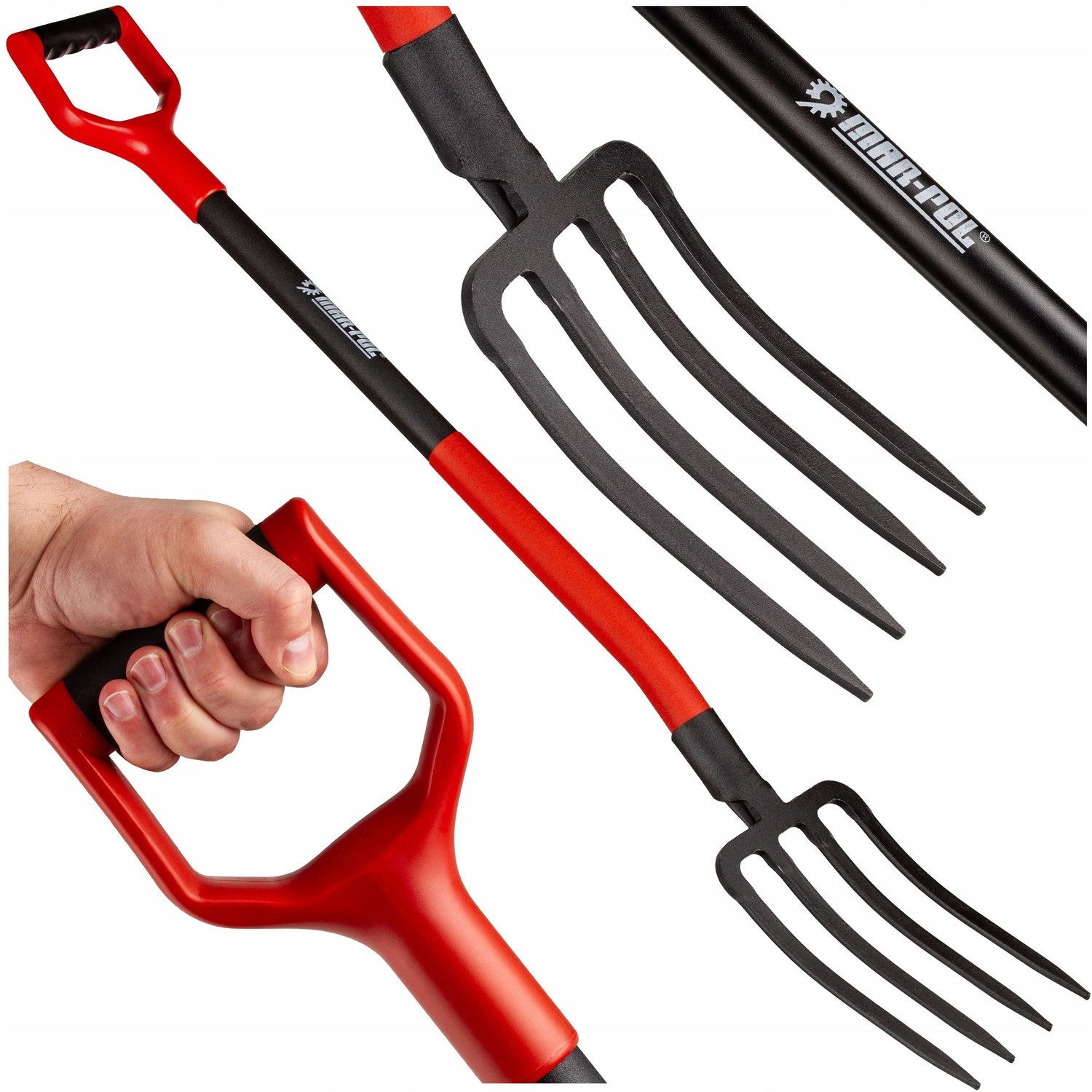 Merkloze 4-tands tuin- en graafvork, 120cm metalen steel