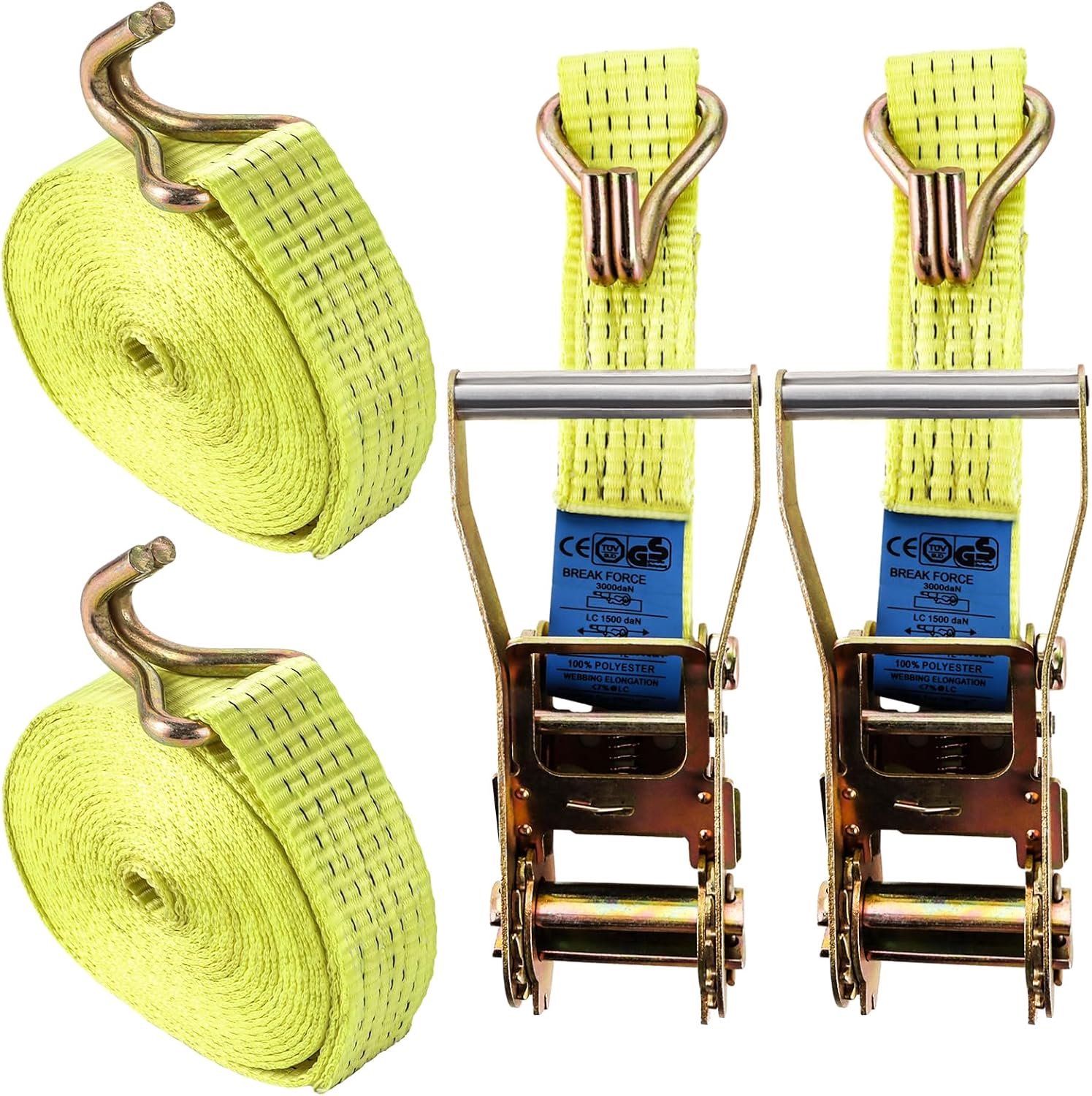 6 m lashing straps with ratchet, 2 x 2 kg - ShopVlot
