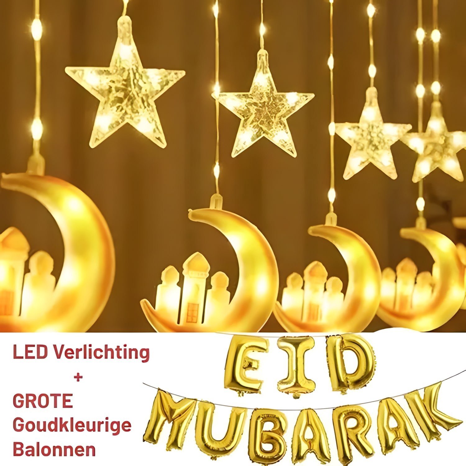Ramadan verlichting maan en ster LED - Klein - Warm wit