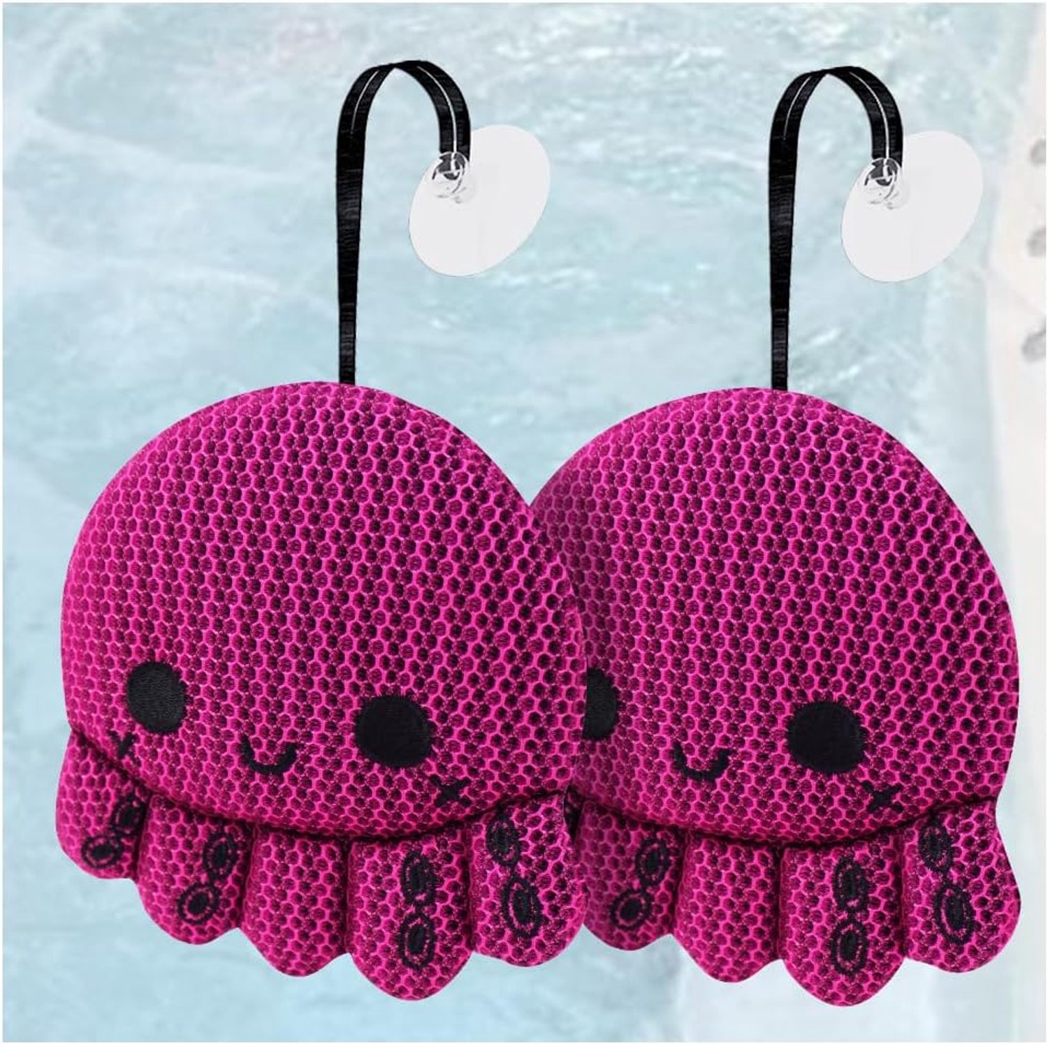 Hot Tub Scum Absorber - 2 Stuks - Olieabsorberende Spons - Herbruikbaar - 3D Honingraatstructuur - Octopus Design - Voor Hot Tub, Jacuzzi, Spa & Zwembad - Absorbeert Olie, Vet & Vuil