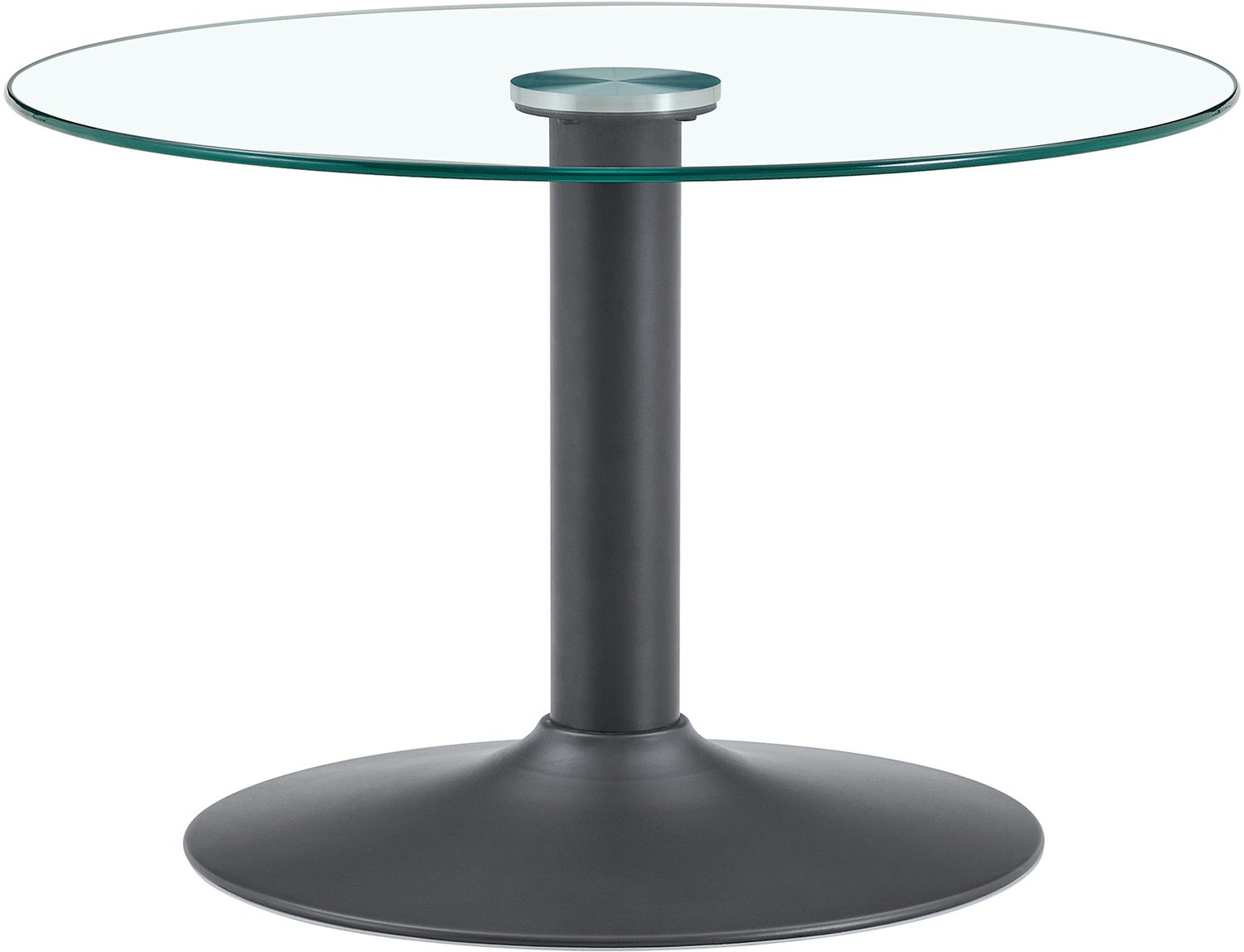 SONNENH Ronde salontafel met gehard glazen blad en metalen voet - Diameter 70 cm - Zwart
