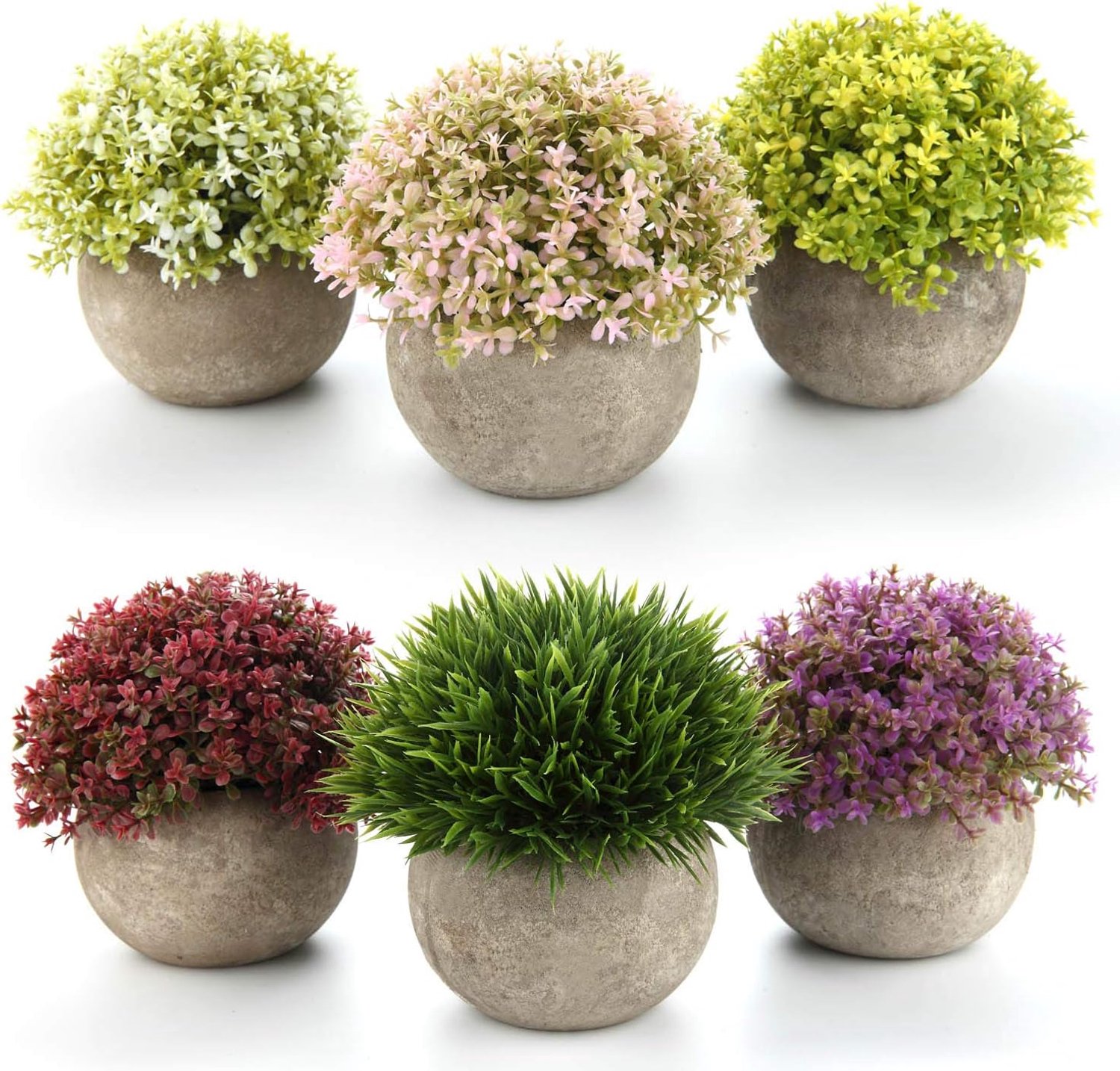 SnelShoppen - Set van 6 Kleurrijke Kleine Kunstplanten voor Binnen, Onderhoudsvrije Potplanten Geschikt voor Thuis en Kantoor, Ideaal voor Bureau en I
