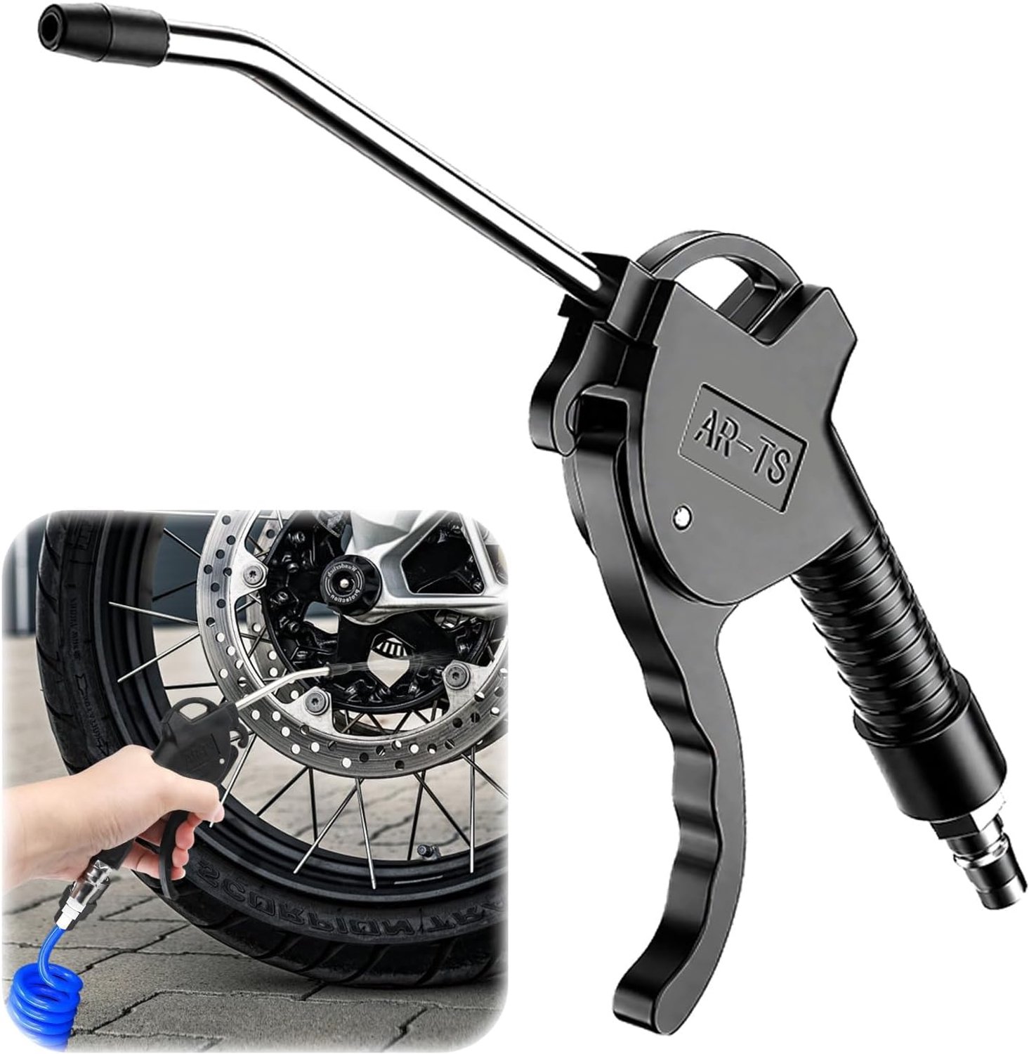 100 mm Stainless Steel Curved Hose 8 Bar Pressure Gun Design Good Durability Hook for Truck/Air Pump/Cleaning Tools - ShopVlot