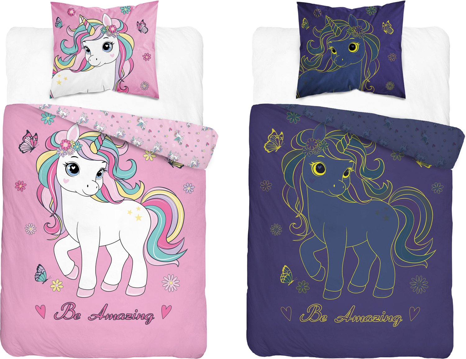 Unicorn Dekbedovertrek 140x200 GroteKussensloop 70x80 Duurzaam Katoen