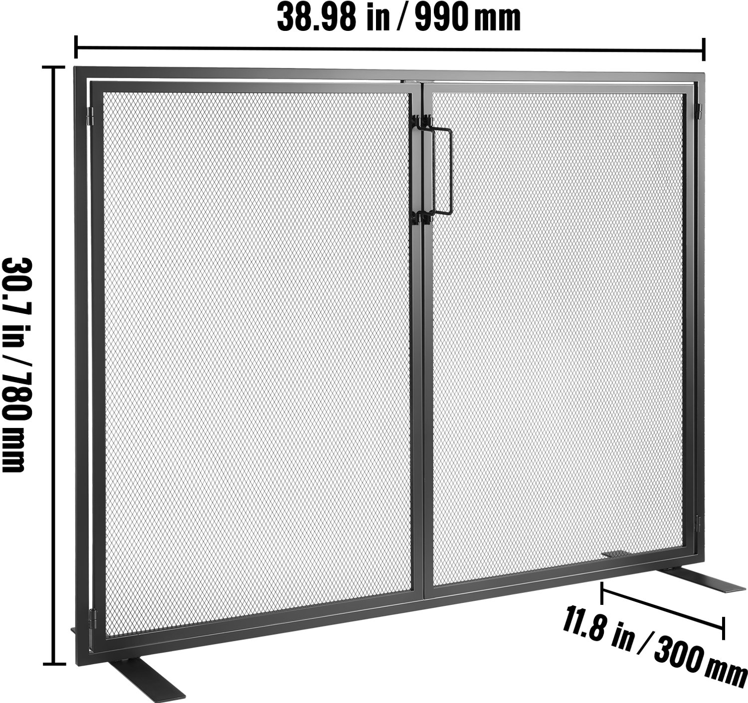 Haardscherm met Deur - Vonkenscherm - Haardbeschermer - Vonkenbeschermkap - IJzer - 1 Paneel - 99 x 78 cm (38,98 x 30,7 inch) - Zonder Accu - Voor Woonkamer en Modern Interieur