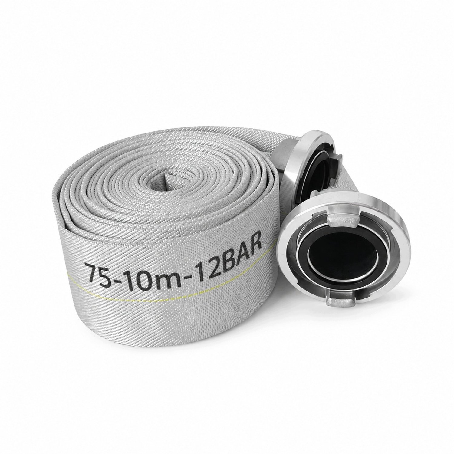 Brandloos Brandweerslang 75mm, 10m, 12 BAR, met Aluminium Koppelingen