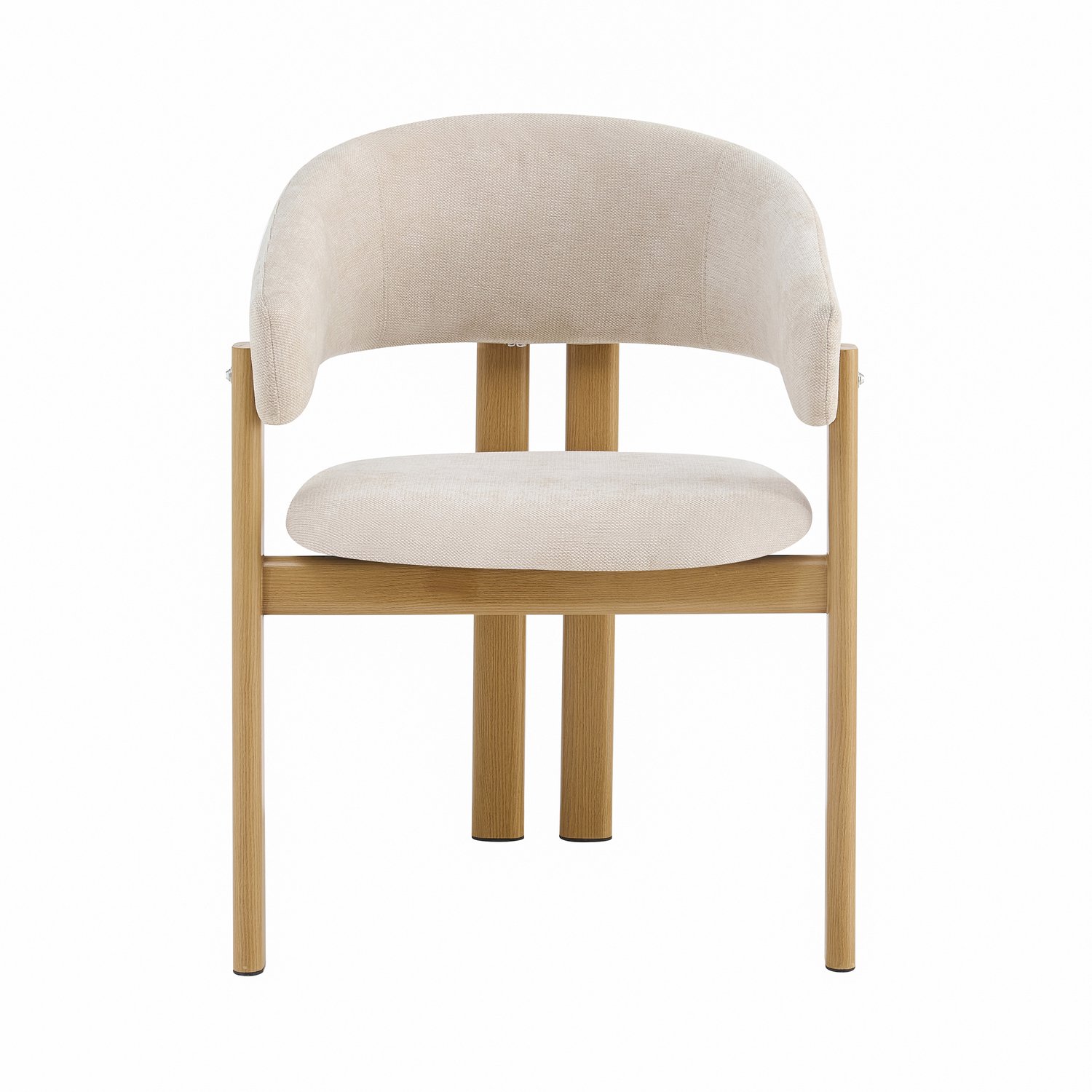 SONNENH Eetkamerstoelen set van 4 met armleuningen, beige stof en metalen frame in houtlook Beige en naturel houtlook