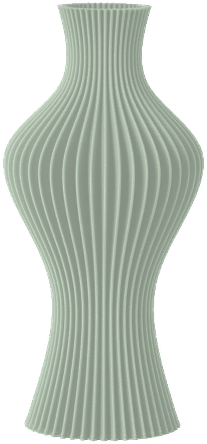 Layvo FLINT Vaas - Salie - D13 x H25 cm - droogbloemen vaas - gegroefde vaas - gerecycled plastic