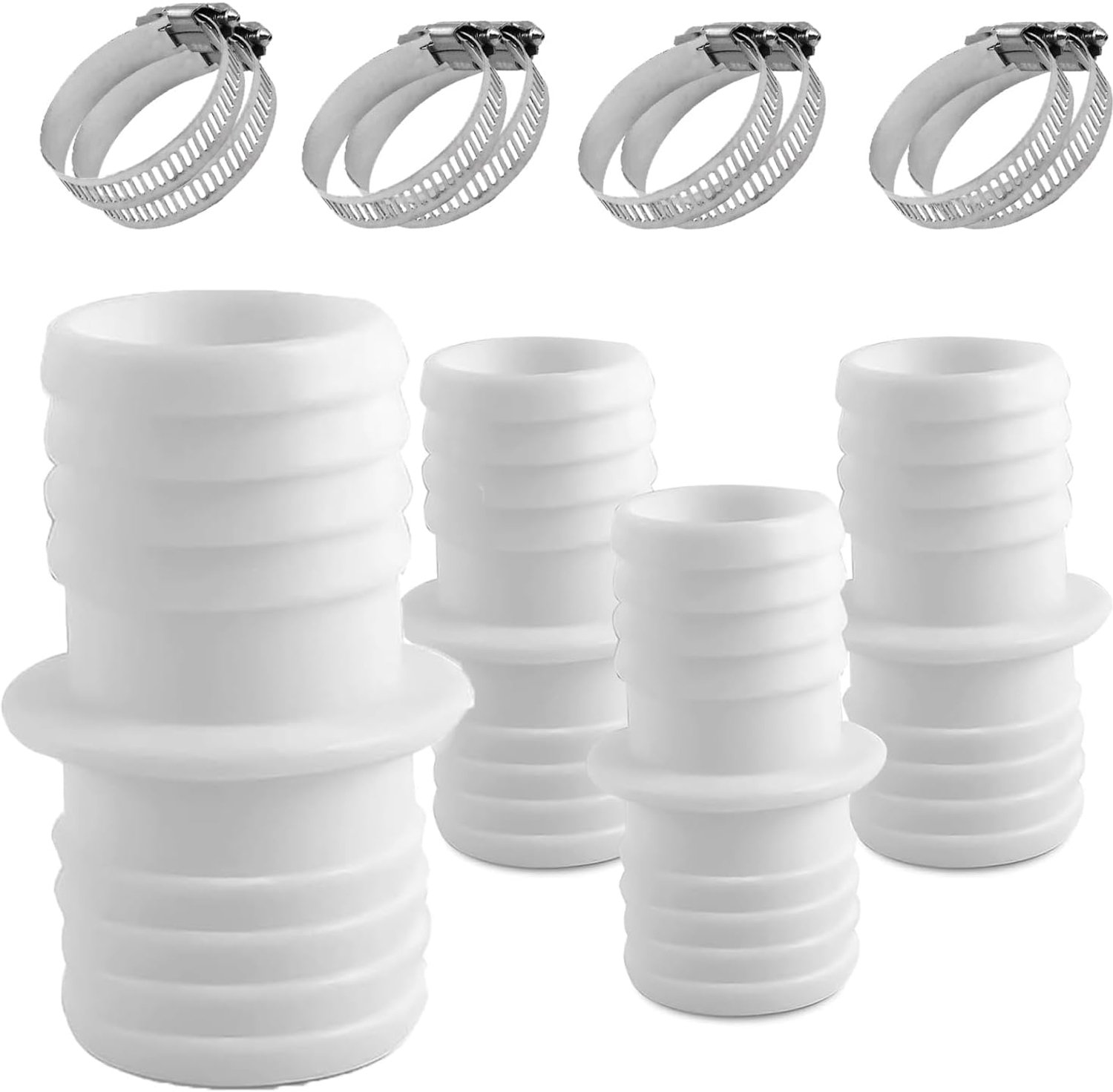 Pack of 4 Pool Hose Adapters, 38 to 38, 8 Pieces, Universal Stainless Steel Clamps, Hose Connectors 38 mm, Adapter for - ShopVlot