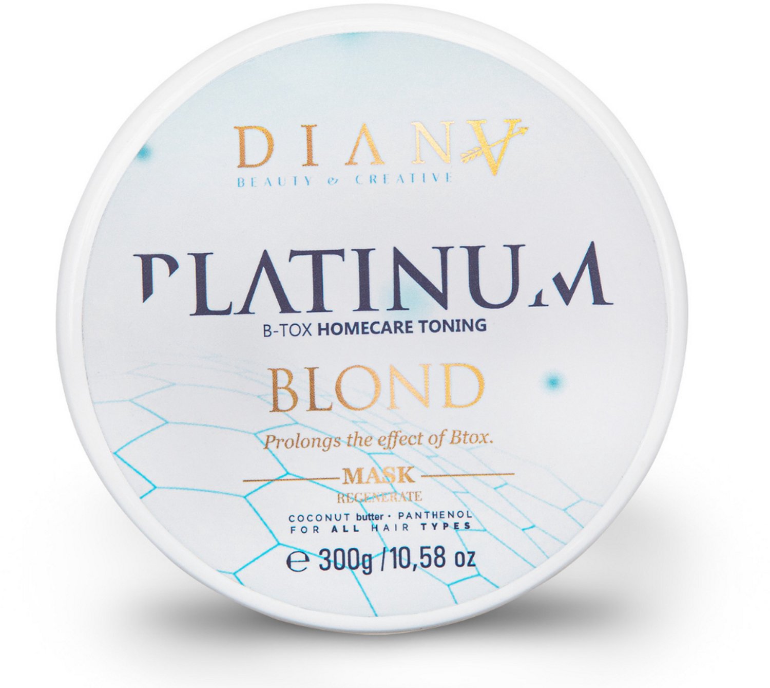Platinum haarmasker 300g voor thuiszorg na de behandeling - 'No Yellow' Systeem, zonder parabenen, sulfaten en siliconen - Intense Hydratatie en Anti-Frizz voor Blond Haar met Kokosolie en Panthenol, Geschikt voor Alle Haartypes