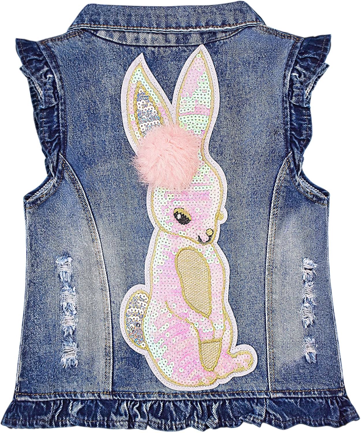Jeansjasje met pailletten voor meisjes 1-9 jaar