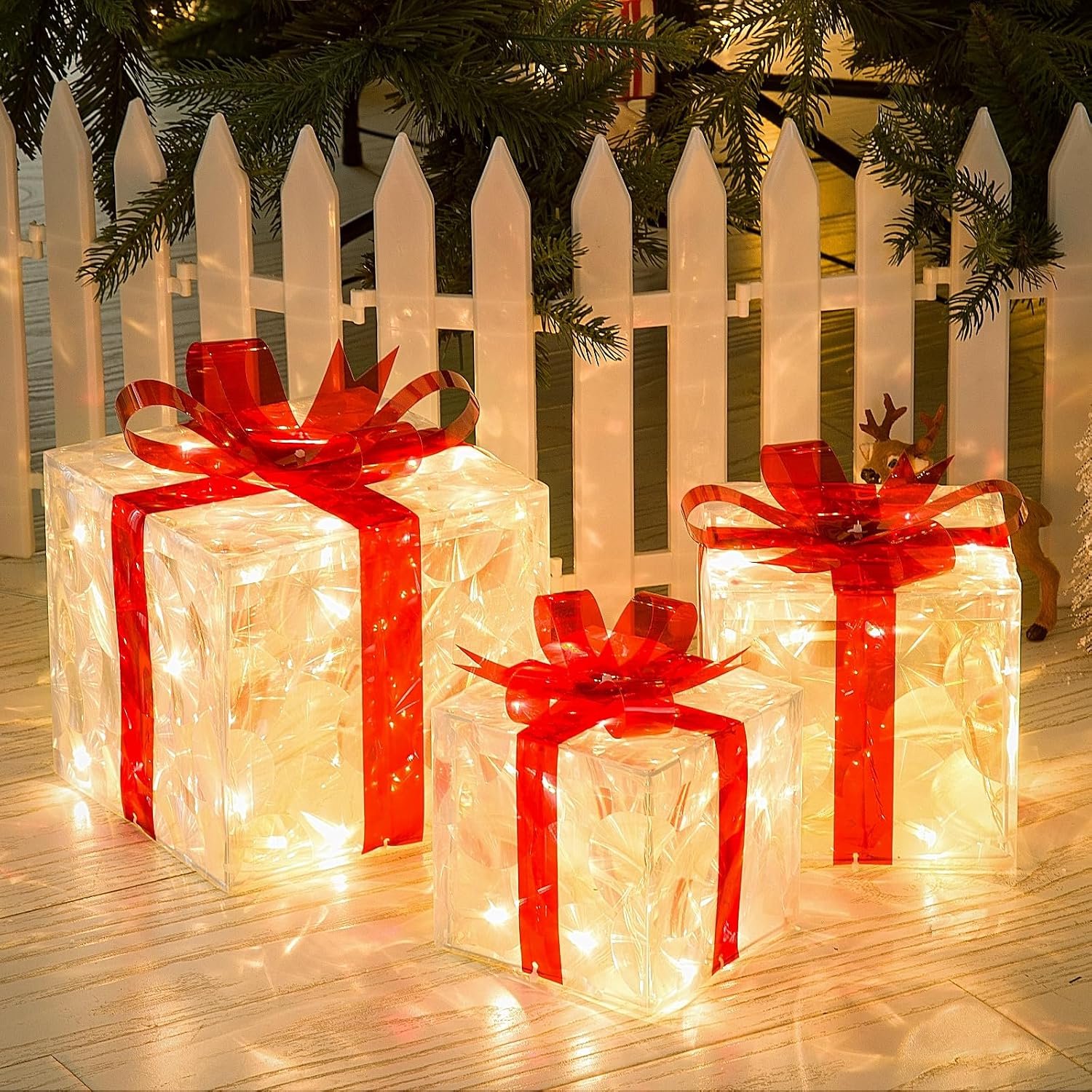 Pyreta geschenkdozen met verlichting - 3 stuks - Kerst