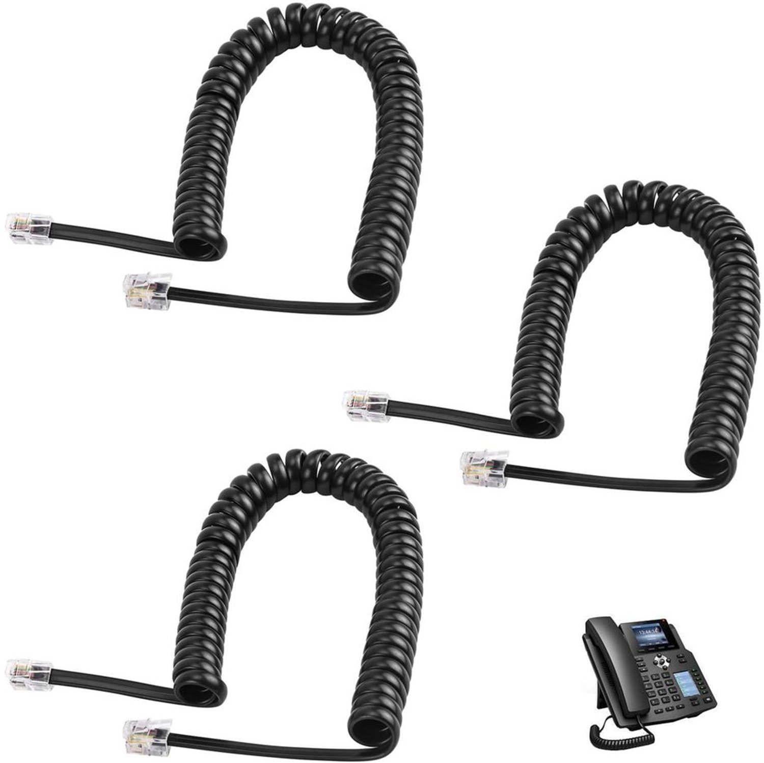 Set van 3 Spirale Telefoonkabels voor Vaste Telefoon