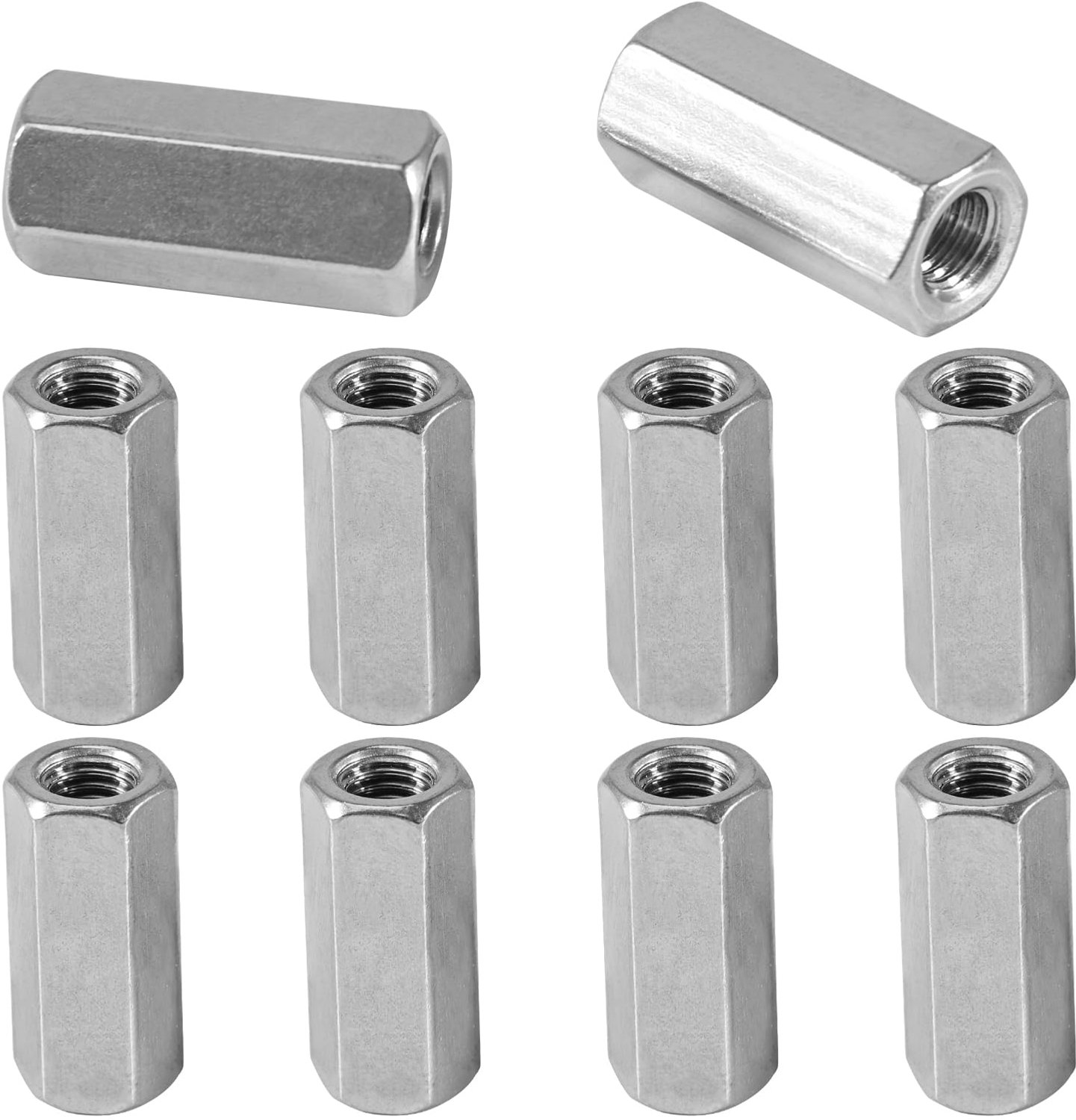 Set van 10 Lange Moeren van Roestvrij Staal