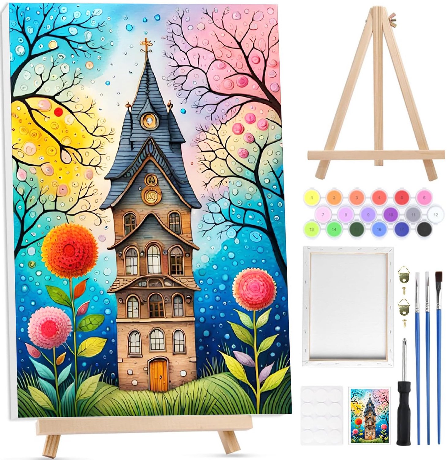 Schilderen op Nummer Kit voor Volwassenen - Zeezicht met Canvas en Easel