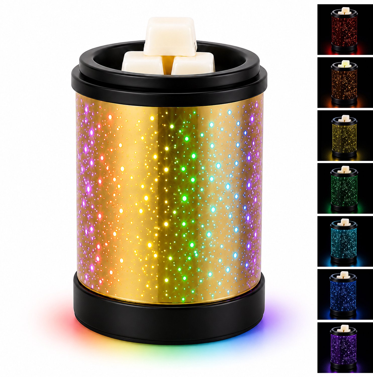 Lemlit Elektrische Wax Melter - Sneeuwvlok Design - RGB LED Verlichting - Zwarte Metalen Wax Warmer voor Geurblokjes
