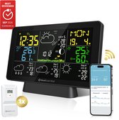 MostEssential Weerstation Wifi Edition - Plug & Play Installatie - Draadloos - Weerstation met Buitensensor - Hygrometer - Binnen en Buiten - 150 Meter Bereik - Inclusief App - Zwart - 1 sensor