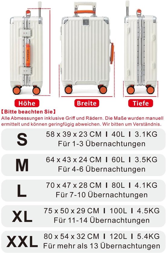 Koffer extra groot (80 cm) met hard shell, voor reizen vanaf 13 dagen — afbeelding 3