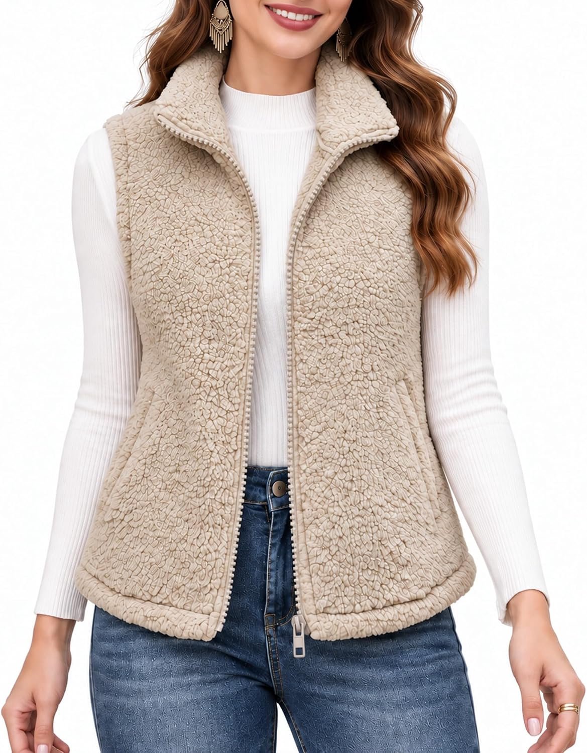 Vest voor dames met opstaande kraag