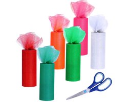 Set van 6 Tulle Rollen in Diverse Kleuren voor Feestdecoratie