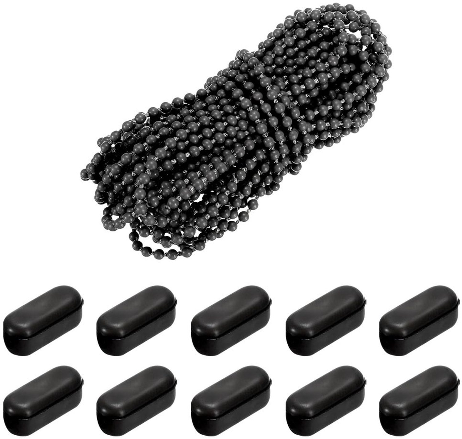 Blind Plastic Pearl Chain met 20 Connectors voor Rolgordijnen - Zwart 10 m