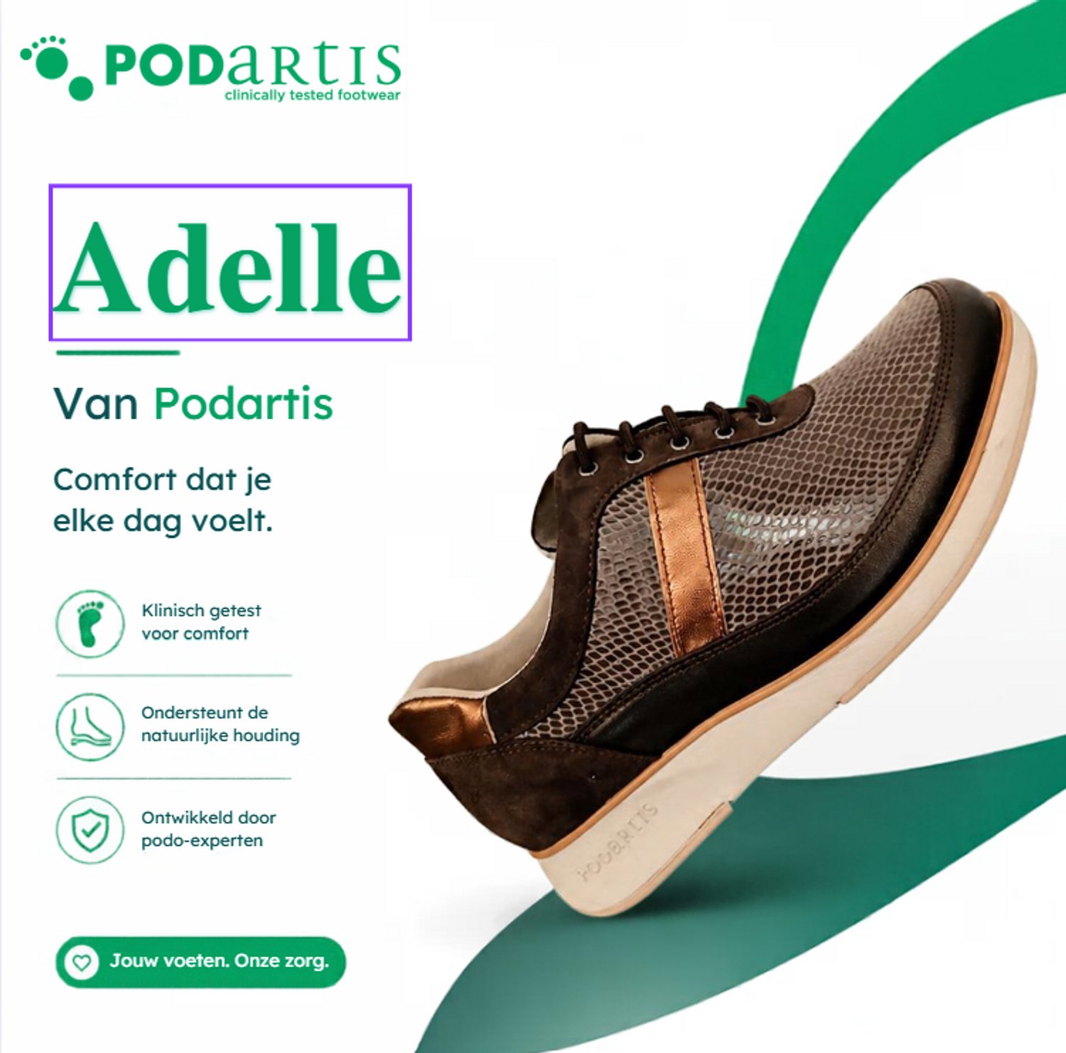 Podartis Adelle Dames Sneaker – Bruin – Maat 40