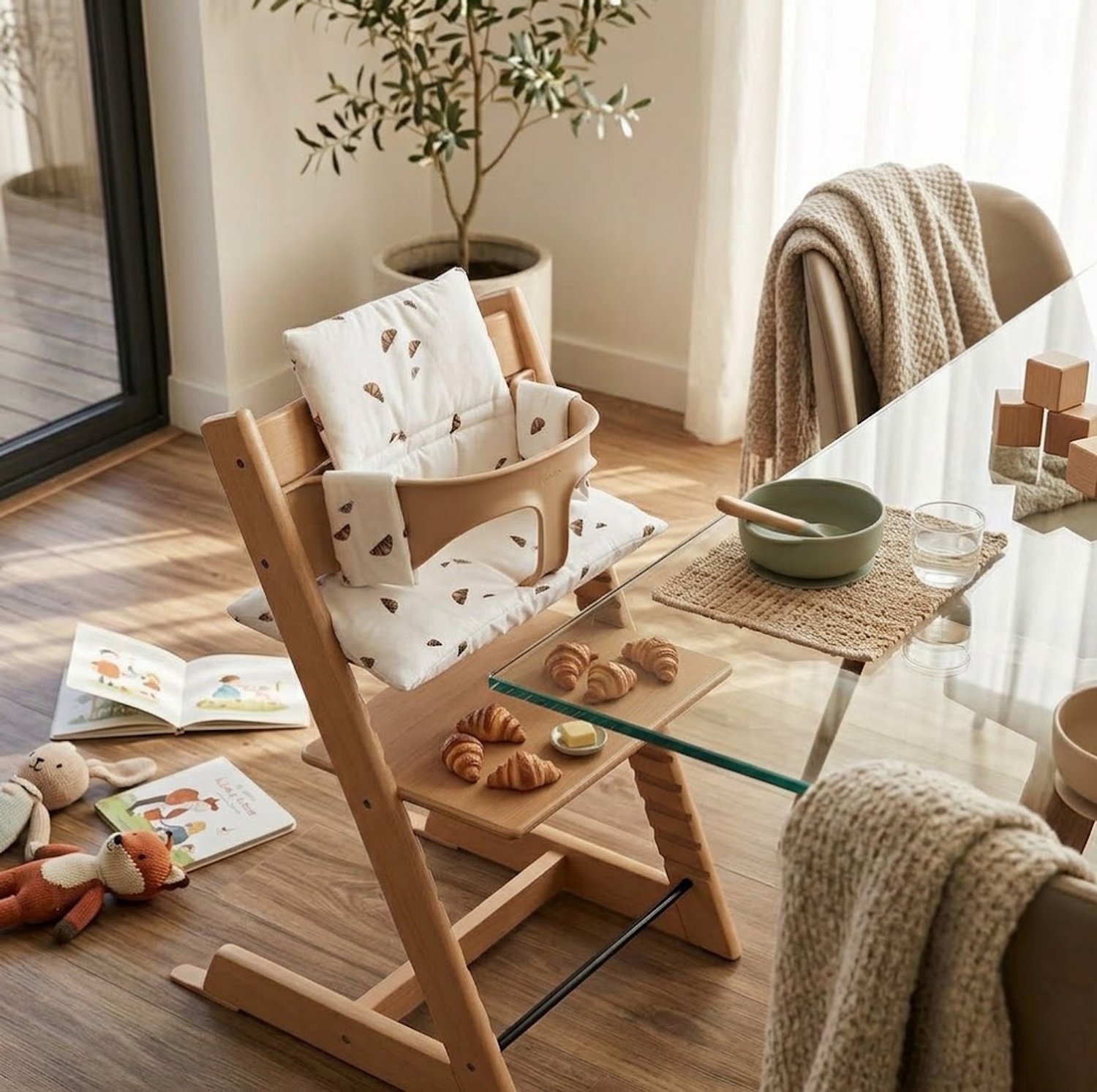 HHHK - Stokke Tripp Trapp Kussenset - Zitkussen en Rugkussen - Croissant - Stoelverkleiner - Babyset Kussen - Kinderstoel – foto 5