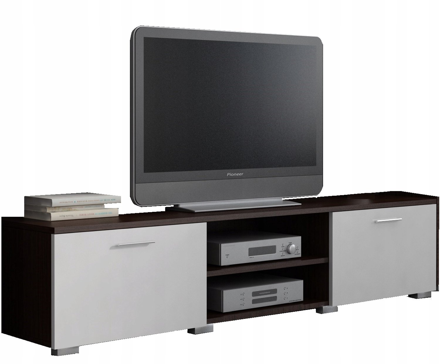 Per La Vita Roma - Tv-meubel - Wengé en witte fronten - 150 cm Wengé;Wit