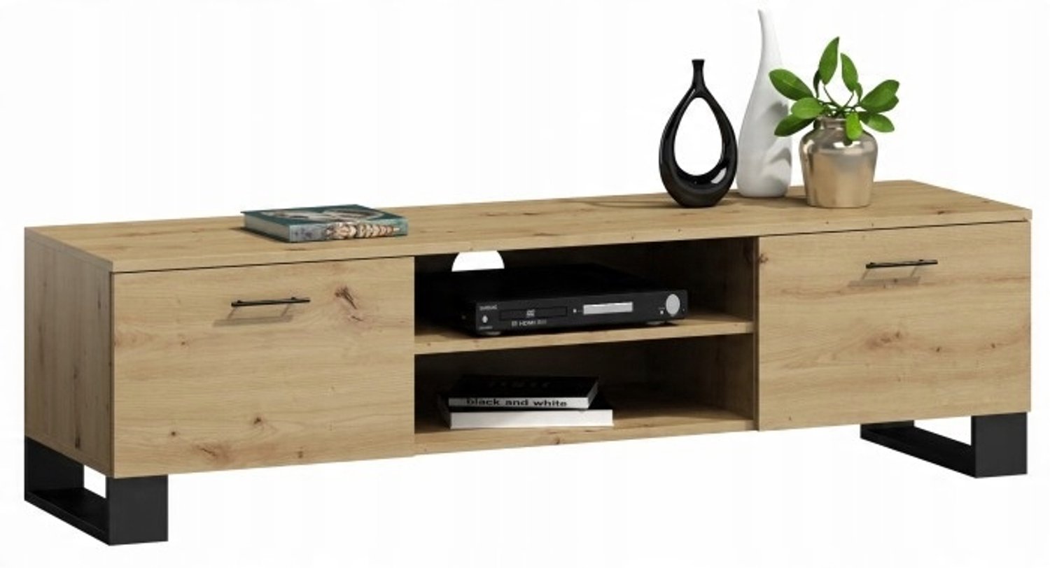 Per La Vita Klara - Tv-meubel - 150 cm - Artisan eiken - Zwarte metalen poten