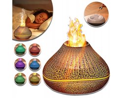 Aroma Diffuser Met Realistisch Vlam Effect En Automatische Uitschakeling – 160 ml En Fluisterstil 30 dB En Verstelbare Kleuren – Voor Slaapkamer, Kantoor En Auto – Zwart/Wit