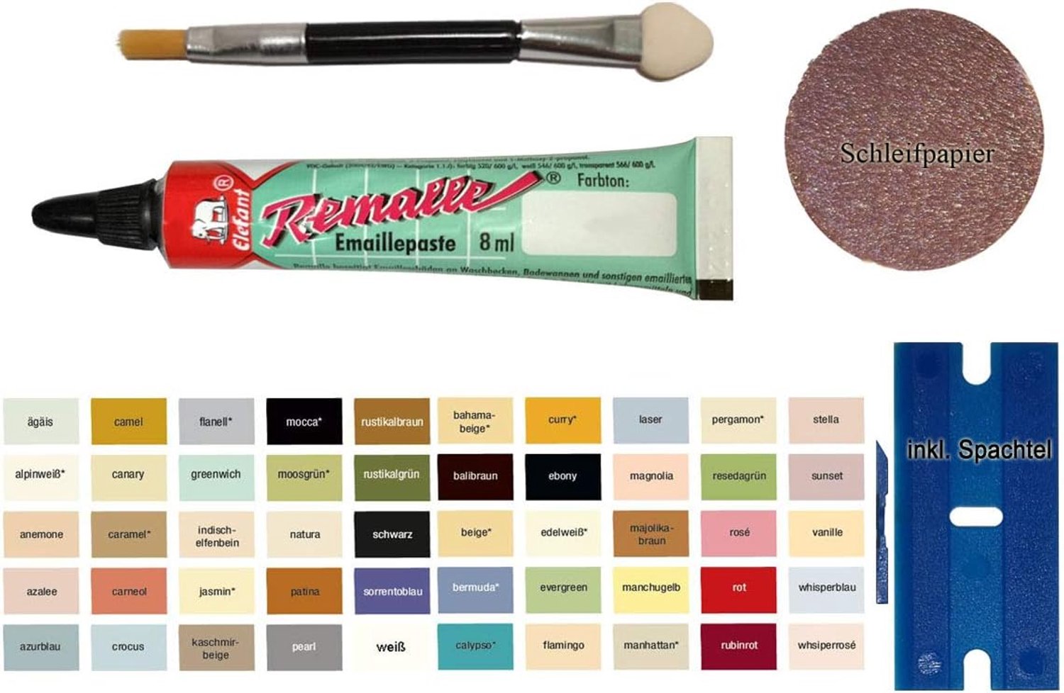 Emaille pasta/lakreparatieset 8 ml - Sunset - glanzend en krasbestendig - ideaal voor badkamer en tegels - m-winkel