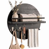 Houten Sleutelrekje voor aan de Muur - Sleutelhouder -Zwarte Sleutelhouder met Brievenhouder - Wandorganizer voor Sleutels Zonnebrillen en Kleine Accessoires