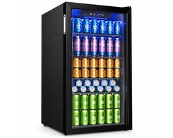 Sello! mini koelkast – compressor – blikjes – wijnflessen – luchtgekoeld – glazen deur – 0°C tot 16°C – fluisterstil – 90 liter