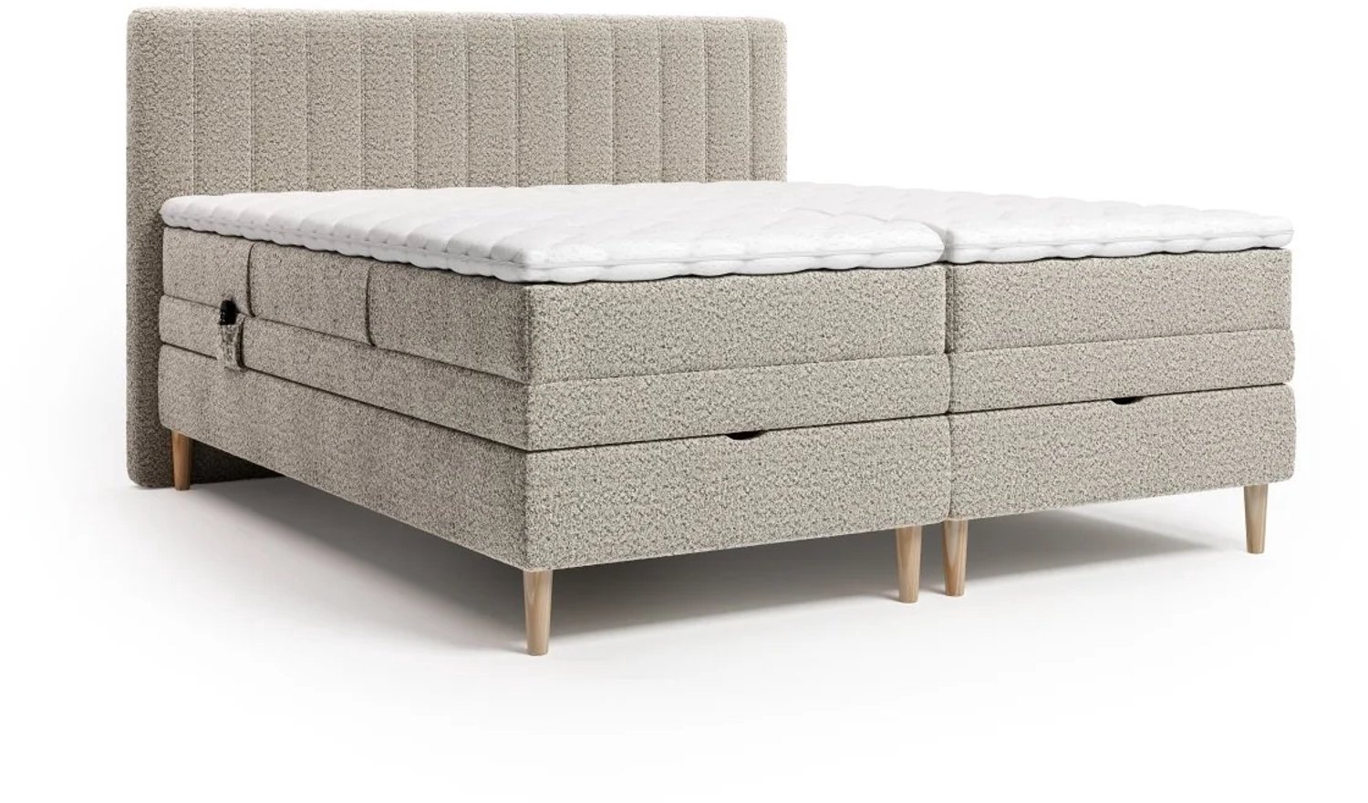 Mörgenn Elektrische Boxspring EDEN met Opbergruimte - Pocketvering - Roze - 180x200 cm - Inclusief Montage, Dekbed en Kussens