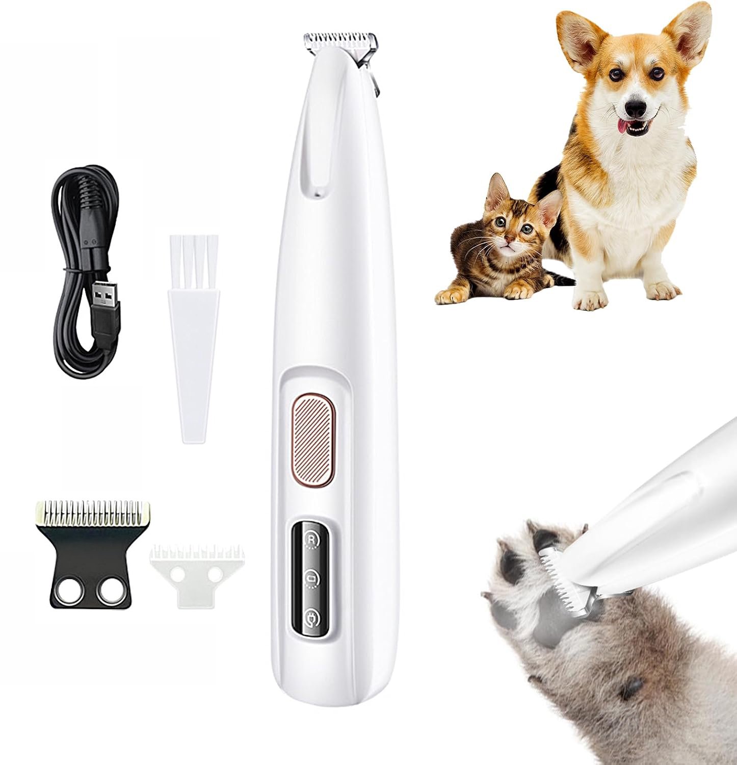 Hondentondeuse - Hondenpoottrimmer met LED-licht - Hondentrimmer - Trimmer - elektrische hondentrimmer voor poten - Honden Trimset - waterdicht - Poten Trimmer Hond - Hondenverzorging - scheerapparaat voor voor honden en katten -TENGYIF®