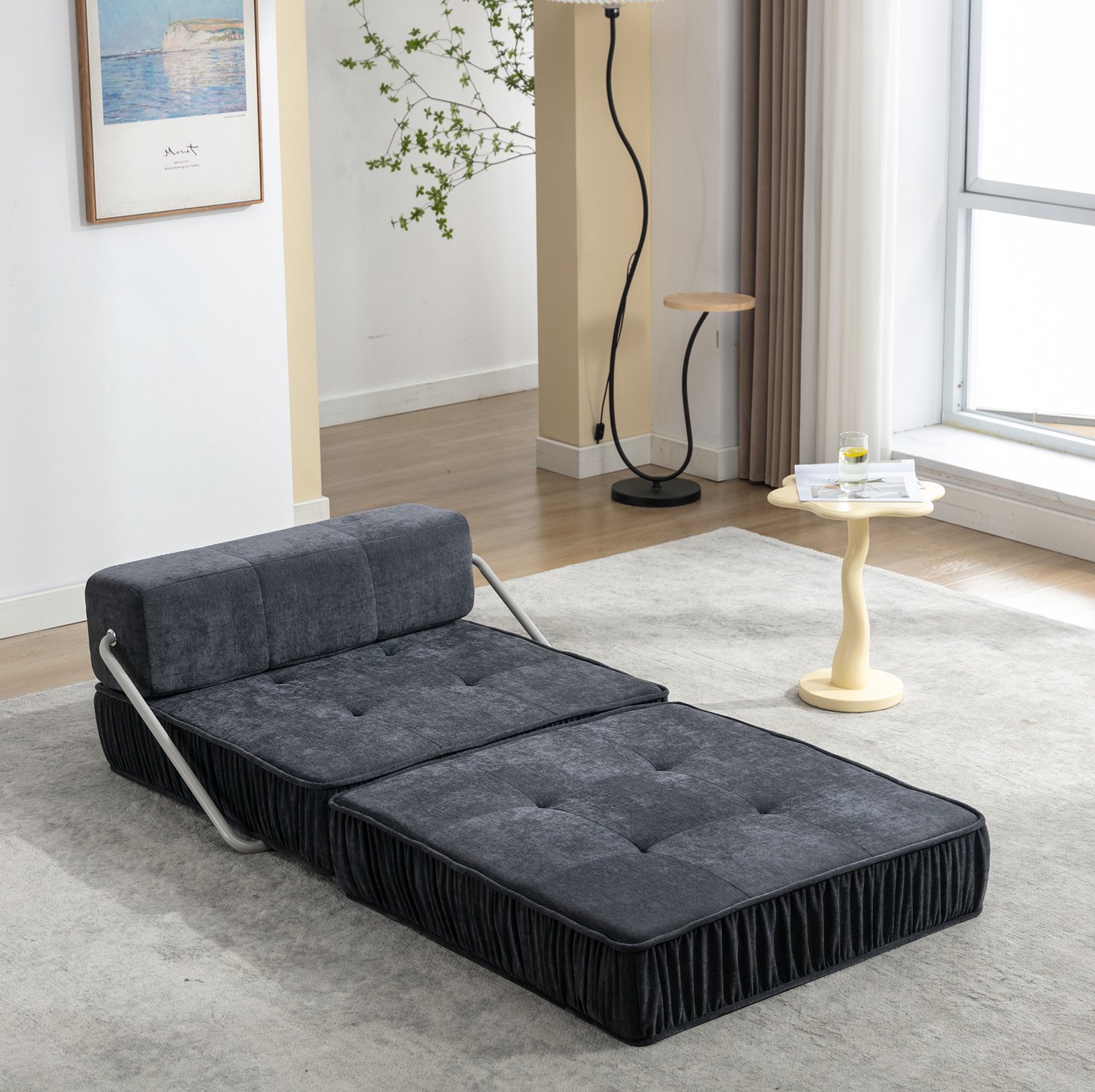 CHICFURN Slaapbank - Klapbaar - 1-zits - Grijs