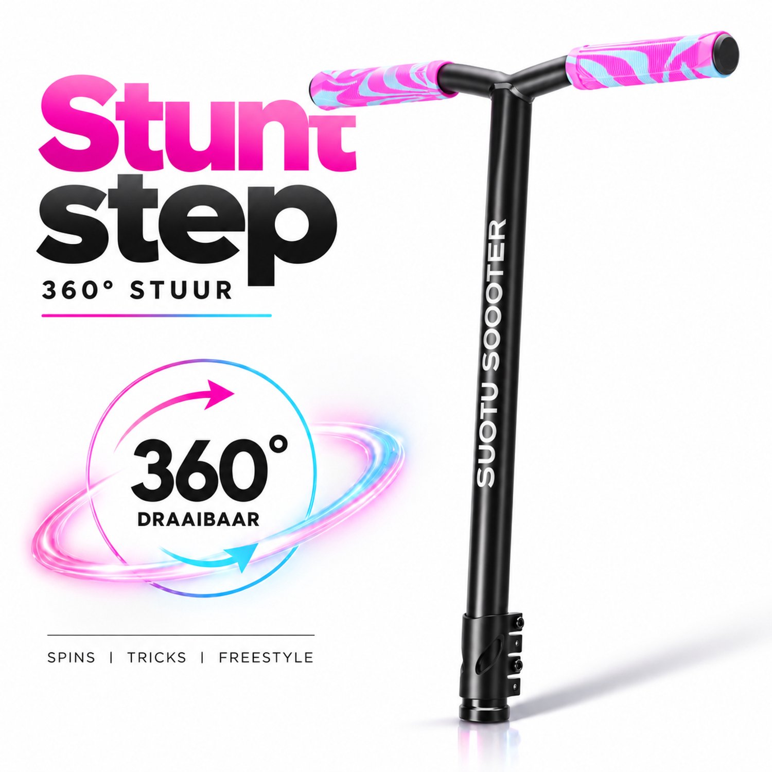 Suotu Stuntstep - Step - Kinderstep - Silent axle - Speelgoed Jongens/Meisjes - Maximale stuurhoogte: 78 cm - Aluminium -Blauw/Roze — afbeelding 8