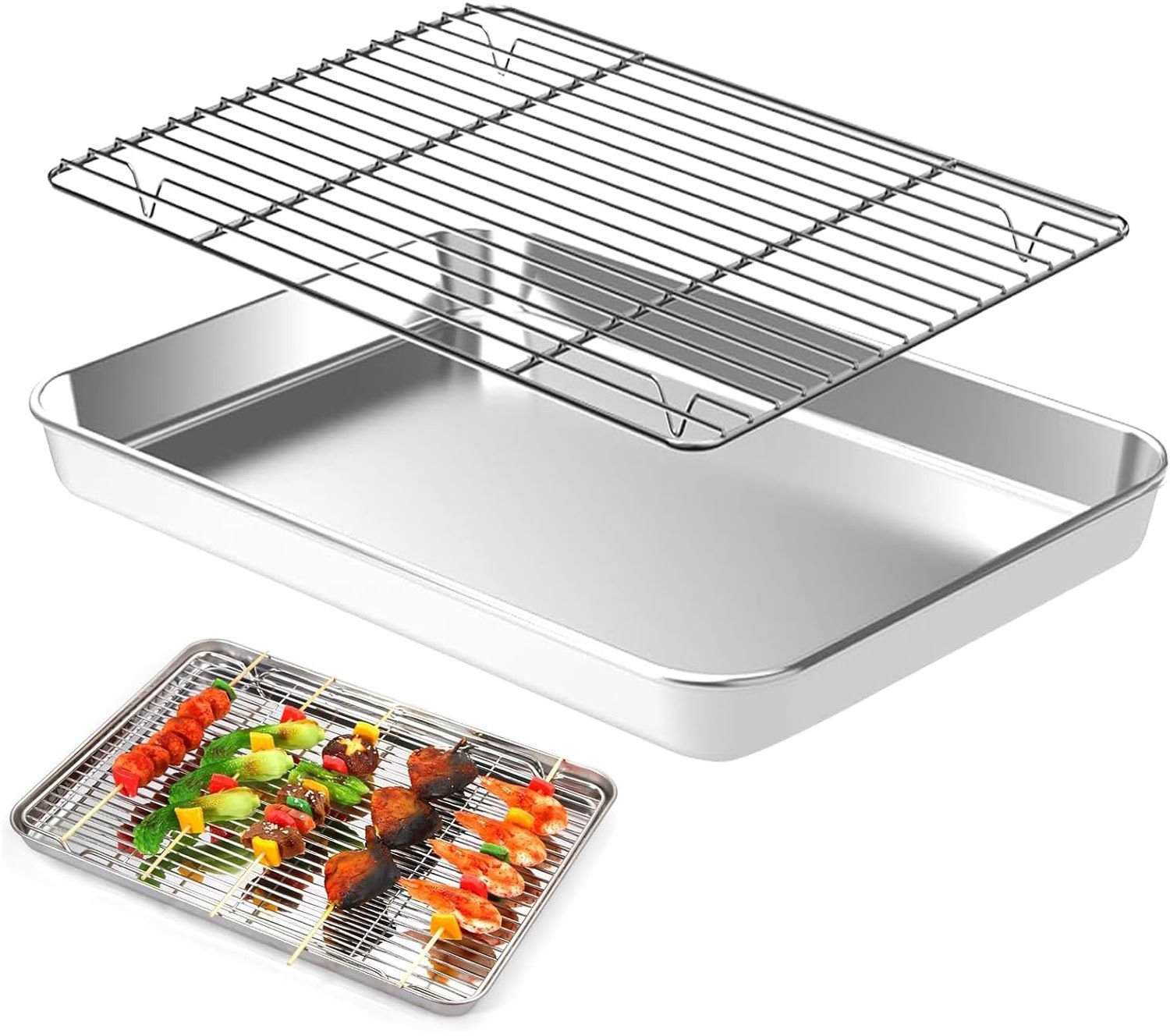 Ovenplaat - Bakplaat Oven - Ovenrooster - 23.5x17.5x1 cm - Zilver