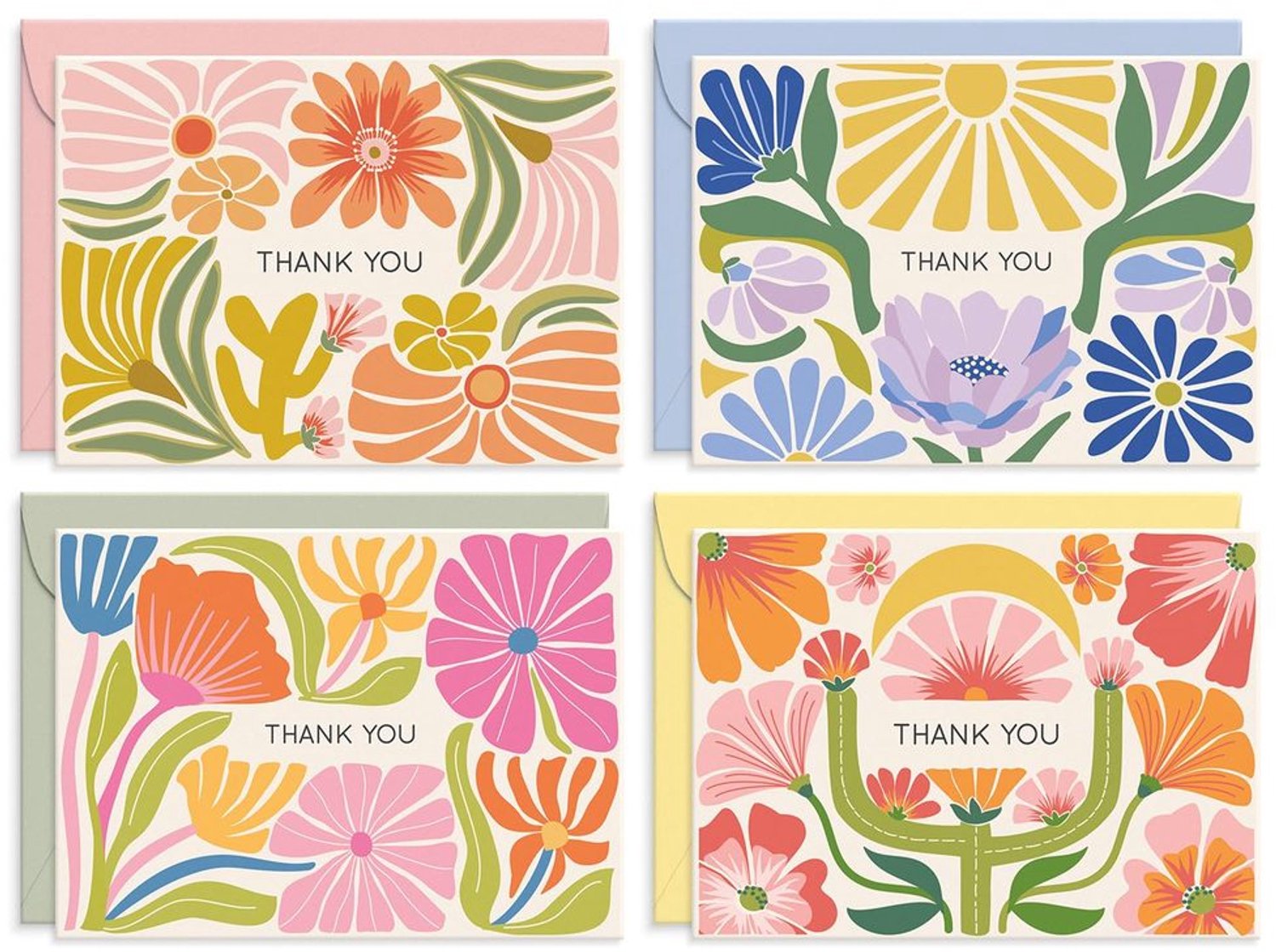 Thank You Cards met Enveloppen - Set van 24 Blanko Bedankkaarten