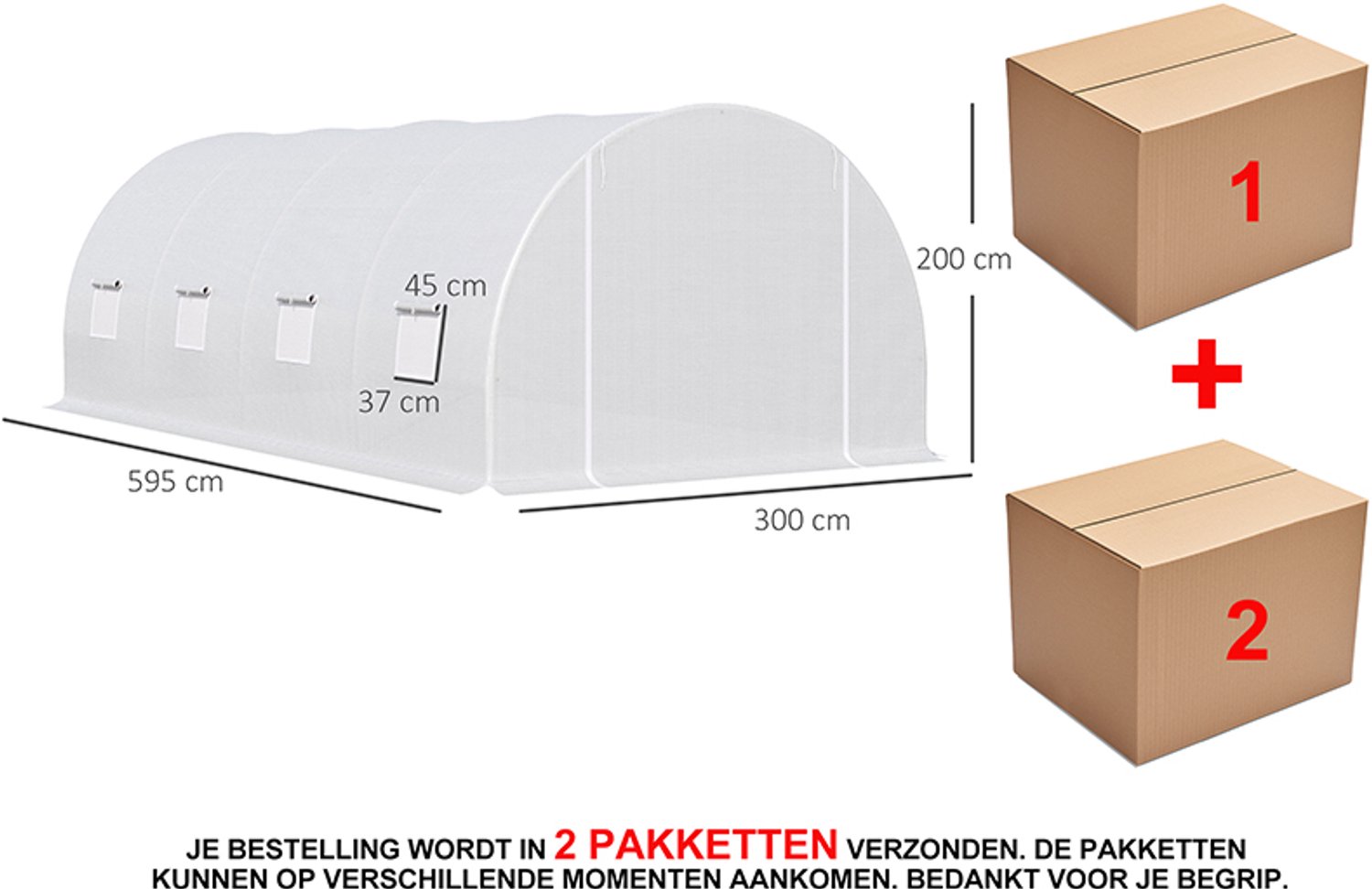 Tuinkas, metaal, kweekkas, plantenkas, broeikas, groentekas en tuinserre, eenvoudig ontwerp, stevig en duurzaam, praktisch en decoratief, geschikt voor tuin, binnenplaats en balkon, voor groenten en planten, 595×300×200 cm, wit – foto 8