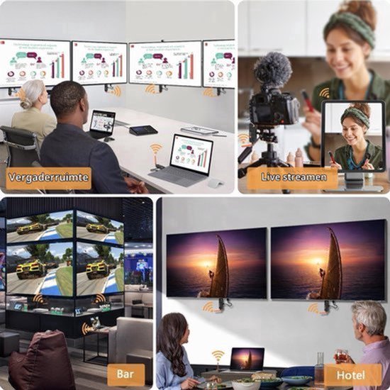 2026 Draadloze HDMI-zender en 3 Ontvangers, tot 6 RX'en, HDMI-Zender en Ontvanger, 5G/1080P Draadloze Extender Streaming Video Audio Voor Laptop, Camera Naar TV, Projector, Monitor - 165FT/50 M — afbeelding 3