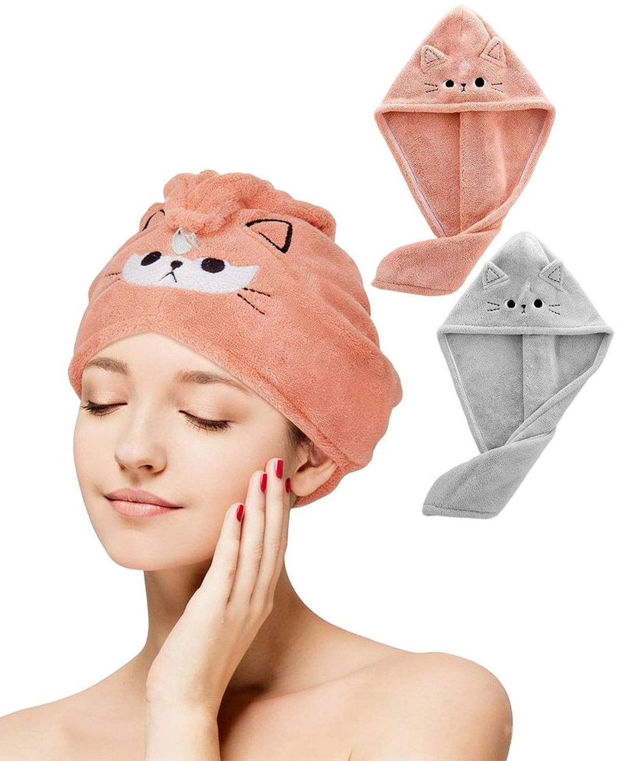 Microfiber Haar Handdoek - Sneldrogend Coral Fleece - 2 Stuks