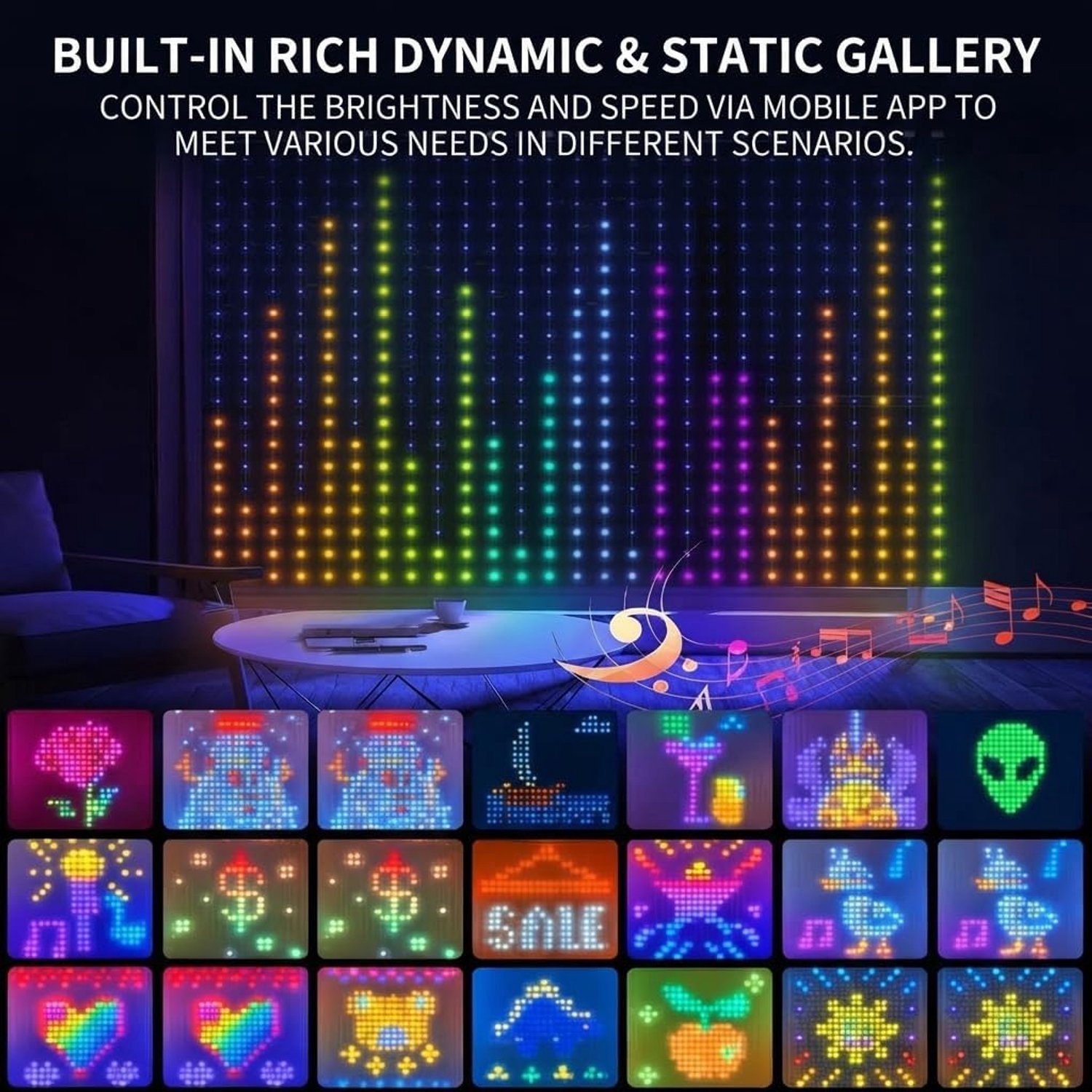 3×3M LED Gordijnverlichting - 400 RGB LED - Smart LED Lichtgordijn - Kerstverlichting Buiten - IP68 Waterdicht - Slimme RGB Sfeerverlichting met App, Dimbaar, Muziekgestuurd & DIY Patronen, Feestverlichting en Kerst, Gordijnen, Buitenmuren -TENGYIF® – foto 3