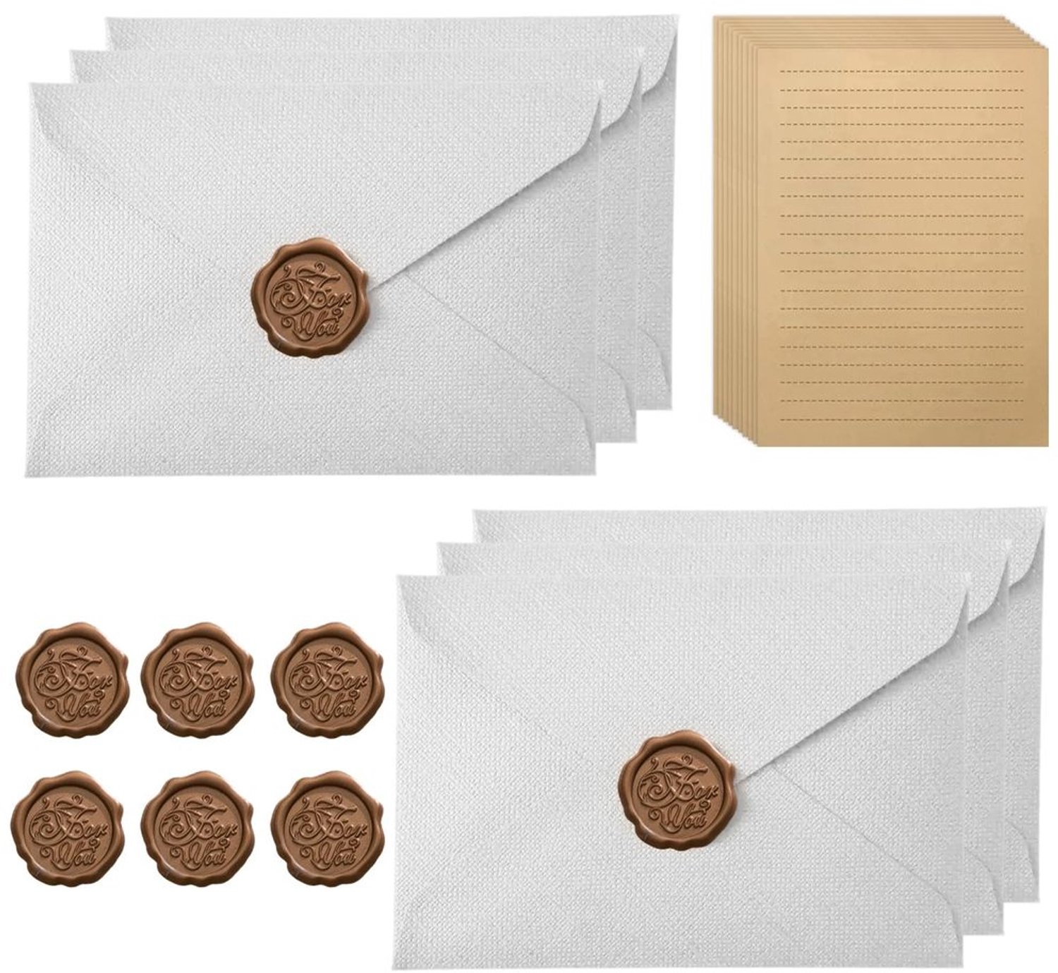 Vintage Schrijfset met Enveloppen en Kraftpapier