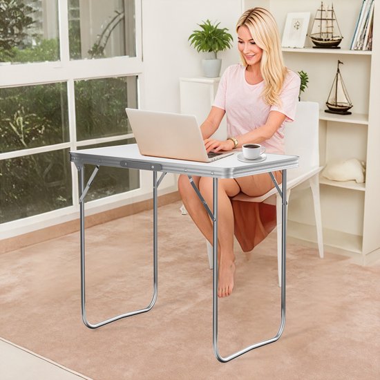 Vouwtafel 80 x 60 cm aluminium, draagbare opvouwbare tafel voor binnen en buiten, picknicktafel, bureau voor thuiswerken, marktkraam tafel — afbeelding 4