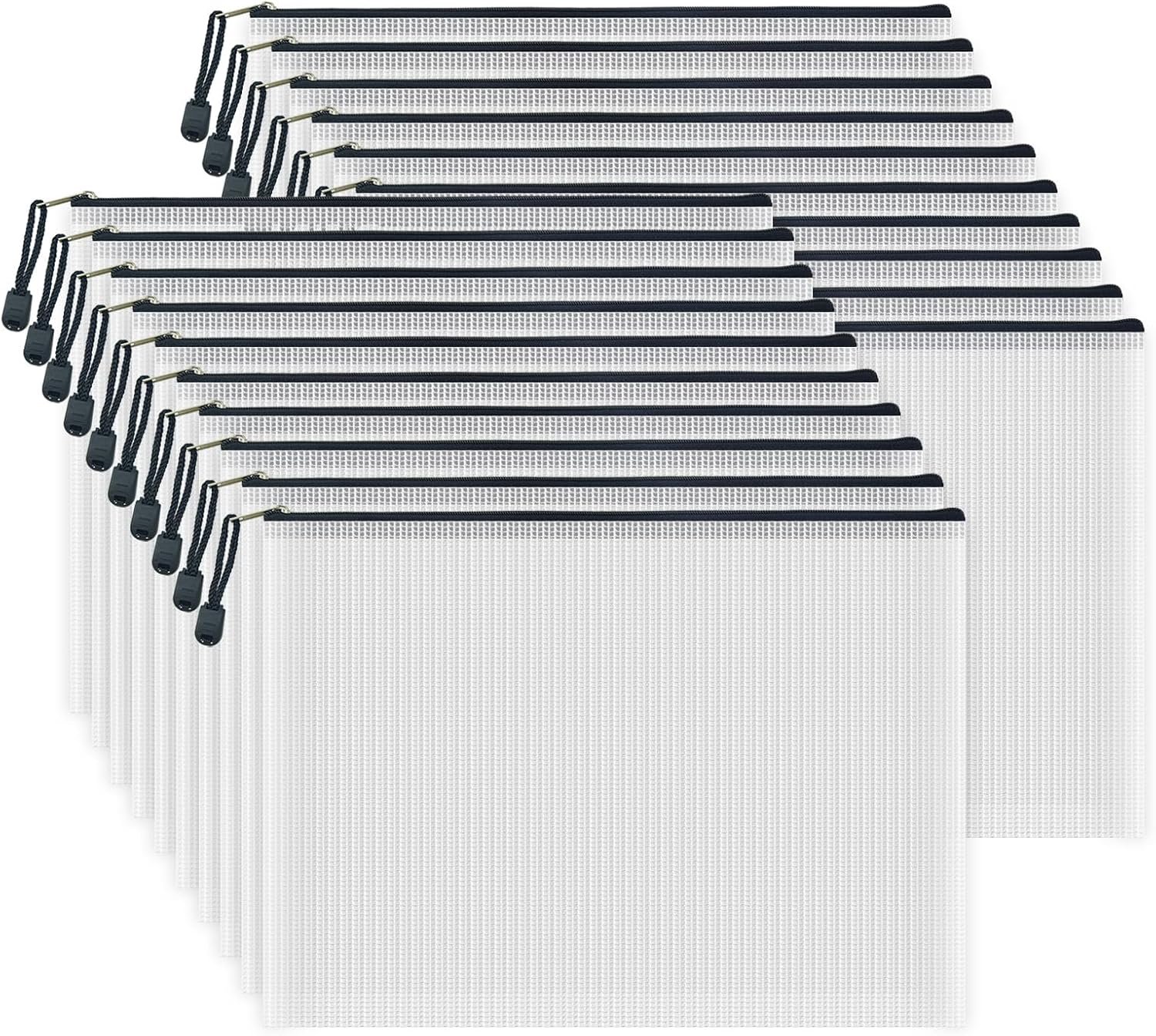 20stuks - documentenmap - documenthouder - documentenmap a5 - plastic rits zakken a5 - sorteermap - doorzichtige zakjes - Zwart