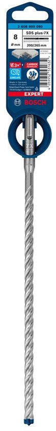 Bosch EXPERT SDS plus-7X hamerboor van 8x200x265 mm in blauwe kartonnen verpakking.