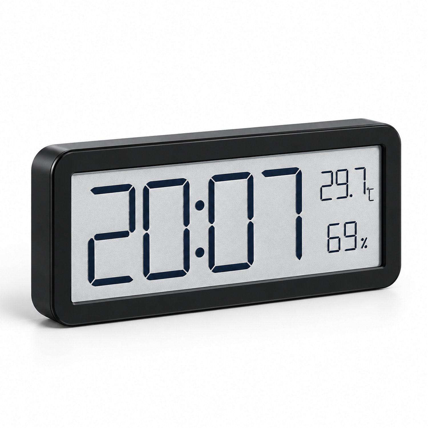 Lifhelpe Digitale Wandklok 8 Inch – LCD Klok met Grote Cijfers, Temperatuur en Luchtvochtigheid – Batterij of USB – Wandklok en Tafelklok – Zonder Achtergrondverlichting
