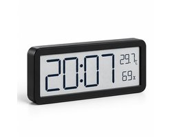 Lifhelpe Digitale Wandklok 8 Inch – LCD Klok met Grote Cijfers, Temperatuur en Luchtvochtigheid – Batterij of USB – Wandklok en Tafelklok – Zonder Achtergrondverlichting