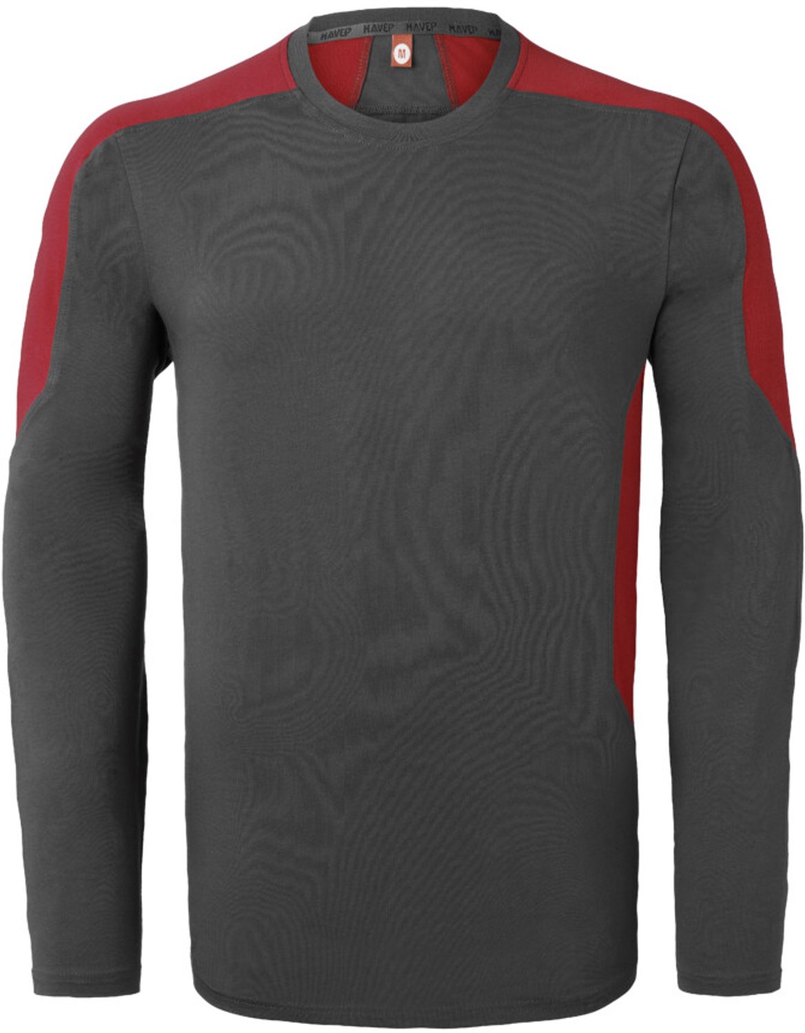 HAVEP T-shirt lange mouw Bicolor 10073 - Charcoal/Rood - 2XL